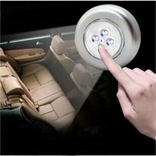 Hot Innovative 4 LED Control Night Light Round Lamp Under Cabinet Closet Push Stick On Lamp Home Kitchen Bedroom Automobile Use