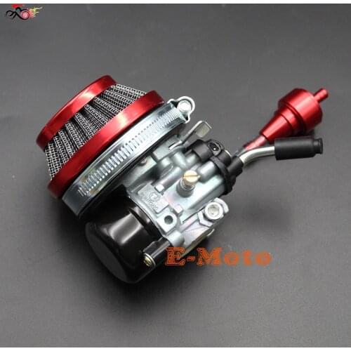 Racing Carb Carburetor Red 60mm Air Filter CNC Gas Fuel Filters For 49cc 50cc 60 66 80cc 2 Stroke Motorized Bike Bicycle E-Moto