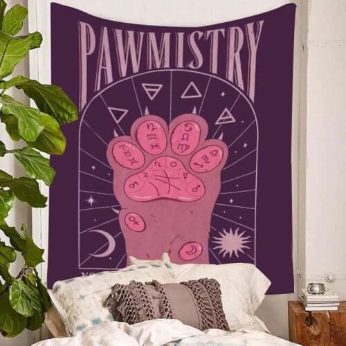 Cat Paws Tapestry Hippie Sun Moon Witchcraft Tarot Wall Hanging Bohemian Room Decor Wall Cloth Ceiling Background Table Cloth