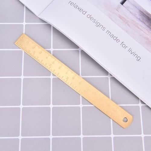 Brass scale ruler copper ruler EDC tool portable retro thickened bookmark 15cm ruler laser engraving