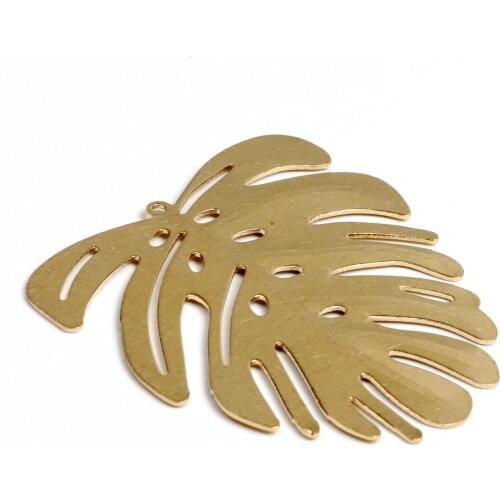 Brass Charms, Raw Brass Earrings Findings,Raw Brass Pendant,Leaf shaped Earrings Brass Charm,Jewelry Supplies,43x44.5mm-RB1337