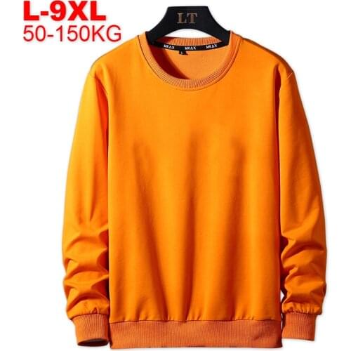 Solid Color Mens Hoodies Plus Size 8xl 9xl Mens Orange Hoody Spring Autumn Pullover Black Streetwear Oversize Male Sweatshirt