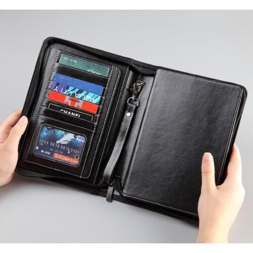 High quality softcover office business zipper travel notebook stationery PU leather planner notebook refill inner paper 1289A