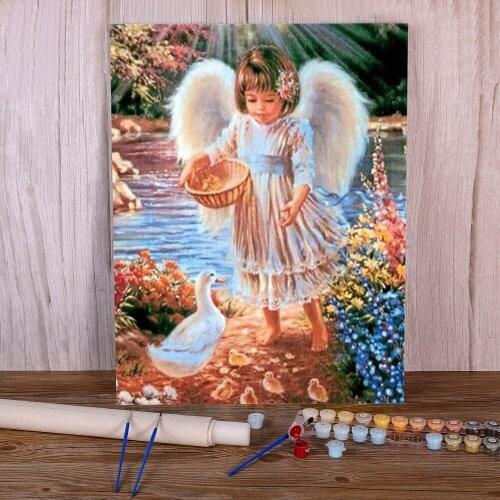 Angel Portrait DIY Painting By Numbers Package Oil Paints 50*70 Paiting By Numbers Handmade Children Wall Art Drawing