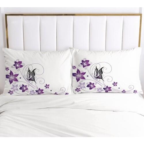 2PCS Pillowcase Home Decoration Pillow Cover Cases Bedding Print 3D HD Pink 70x70cm 50x75cm 50x70cm 80x80cm Simple purple flower