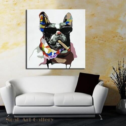 NEW Cool Smoking Dog Modern Canvas Wall Art Abstract Animal Oil Painting On Canvas Home Decor Painting Dog Calligraphy Picture
