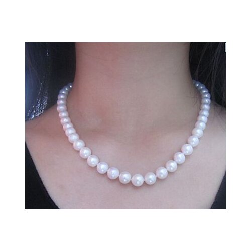 Charming 18"10-11mm genuine white pearl necklace
