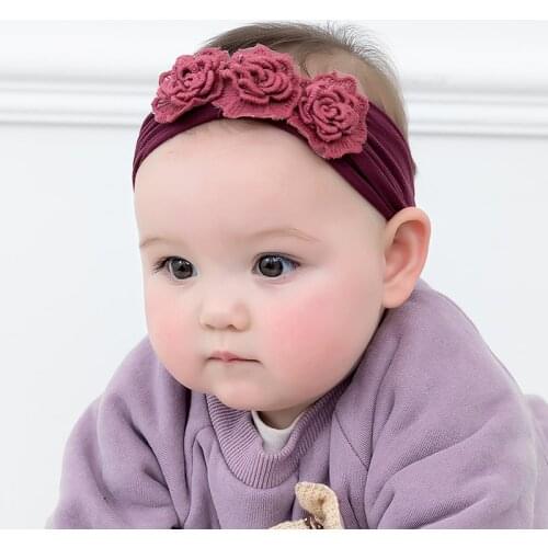 Solid Color Chic 3 Rose Flower Baby Girl Headband Artificial Rose Flowers Headwear Baby Girl Hair Accessories Photography props