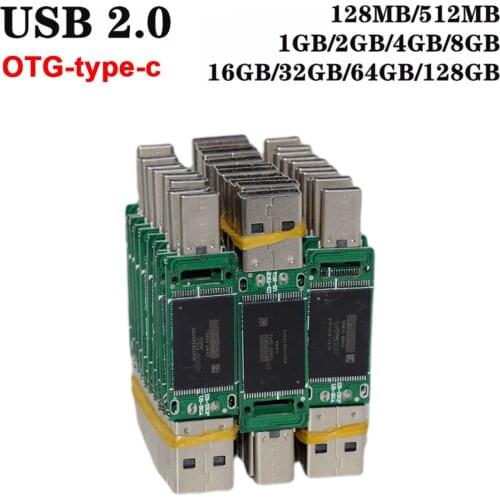 Wholesale price USB2.0 TYPE C USB FlashDrive OTG Semi-finished Pen Drive 128GB 64GB 32GB 16GB U Stick 2 in 1 High Speed Pendrive