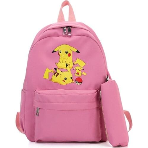 Original Pokemon Cartoon Backpack for Boys Girls Pikachu Fashion Waterproof School Bag Set Students Pencil Cases School Supplies