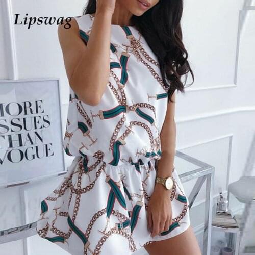 Office Lady Elegant O-Neck Sleeveless A-Line Dress Summer Sexy Off Shoulder Chain Print Party Dresses Women Casual Loose Dress