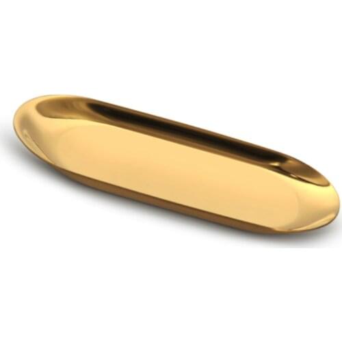 Gold Plated Towel Tray 430 Steel Candle Incense Storage Dish Plate Tea Fruit Trays Cosmetics Jewelry Organizer Table Decorative