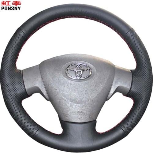 PONSNY Black Artificial Leather Car Steering Wheel Cover for Toyota Corolla 2009-2013 Matrix 2009-2010 Auris 2007-2009