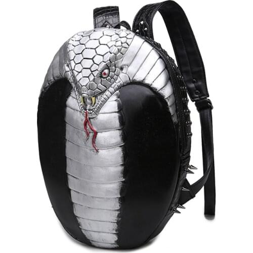 3D Embossed Snake Cobra Backpack bags for Men rivet unique Women Bag whimsical Cool Schoolbag For Teenagers Laptop Travel Bags
