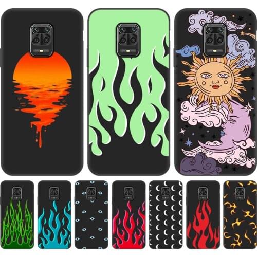 Phone Case For Xiaomi Redmi Note 9 9S Note 8 7 6 5 Pro 8T 9T 10 10s Pro Redmi 8 9 5 S2 Y2 Silicone Cover Fire Black Phone Capa