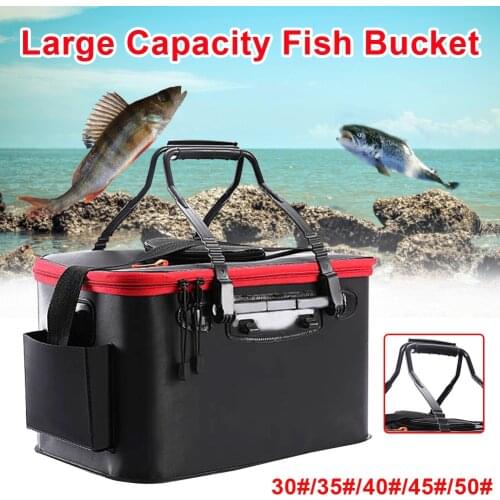 Hot Sale 11/19/23/28/35L Collapsible Folding Thicken Live Fishing Box EVA Tank Bucket Camping Outdoor Fishing Bag Tackle Fishbox
