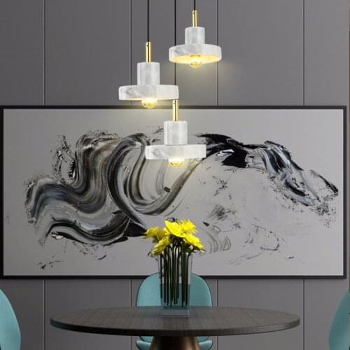 Modern LED pendant lights minimalist restaurant /coffee bar/living room/bedside marble pendant lamps long line hang lamp
