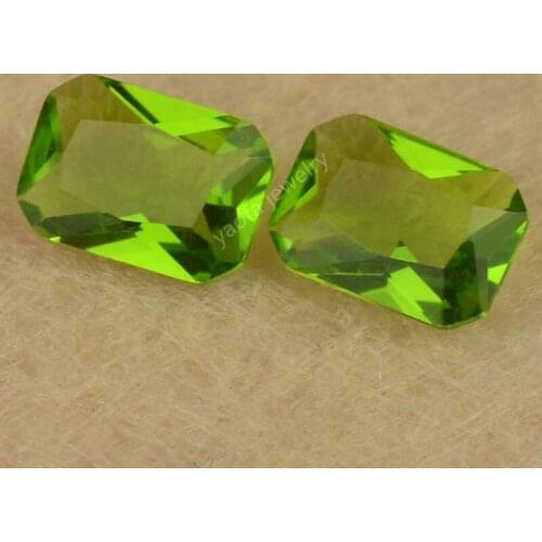 Wholesale 3x5~13x18mm 5A Olive Green Rectangle Octangle Shape Brilliant Cut Loose Synthetic Peridot Glass Stone Gems For Jewelry