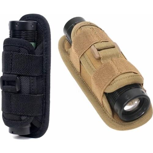 Molle Flashlight Pouch Belt Hanging Tactical Bag Outdoor Hunting Camping Fishing Gear Rotatable 360 Degree Flashlight Holster