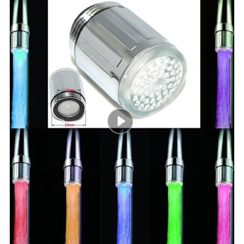 LED Temperature Sensitive 3/7 Colors Light-up Faucet Kitchen Bathroom Glow Water Saving Faucet Aerator Tap Nozzle Shower Tools