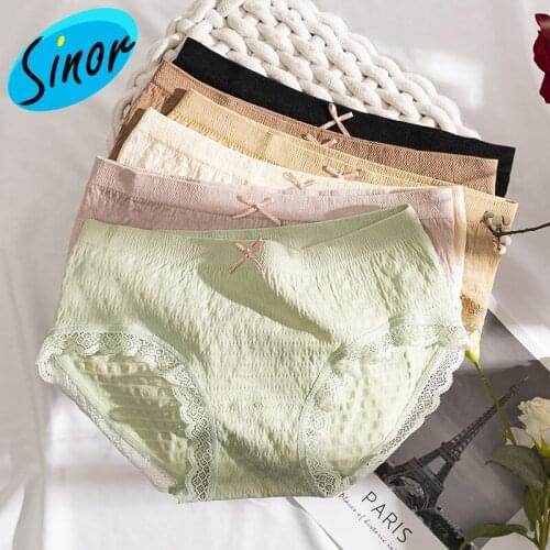 Bubble Pants Girls Mid-Waist Triangle Womens Panties Cotton Graphene Antibacterial File Large Size Sexy Lace Underwear Women