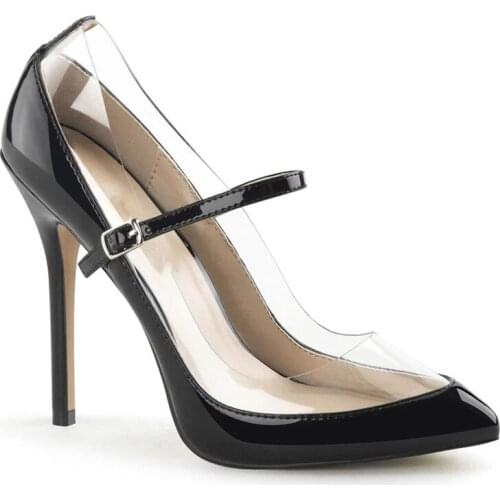 HOT Women Shoes Pointed Toe Pumps Patent Leather PVC Buckle Strap 13CM Thin High Heels waterproof Office & Career womens shoes