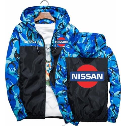 Unisex Men Spring Autumn Nissan Logo Windbreaker Jacket Sport Splicing Male Clothing Coats Camouflage Slim Hoodies