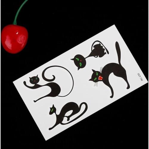 Waterproof Temporary Tattoo Sticker Cat Animal Scar Fake Tatto Flash Tatoo Neck Hand Back Foot Shoulder For Kids Women Men