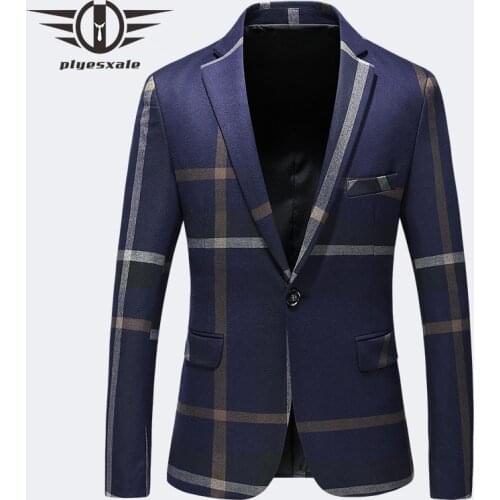 High Quality Blazers For Men Brand Clothing Dark Blue Grey Blazer Masculino Slim Fit Casual Suit Jacket 4XL 5XL Plus Size Q197