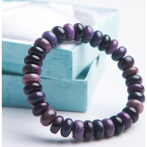 South African Genuine Purple Natural Sugilite Bracelets Women Lady Stretch Healing Crystal Gems Abacus Bead Bracelet AAAAAA