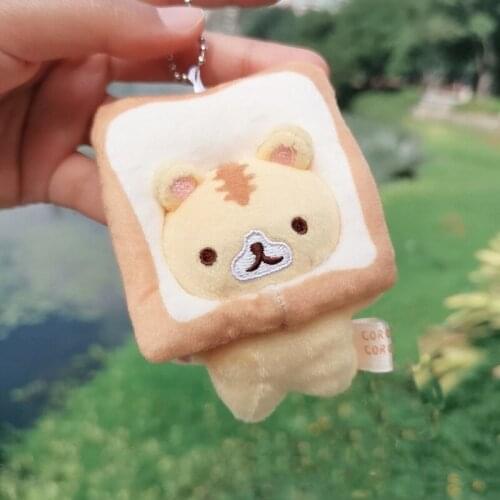 1 Pcs Lovely Japanese Animal Bread Cat Toast Plush Doll Small Bag Pendant Keychains for Children Gifts Soft Stuffed Plush Toys