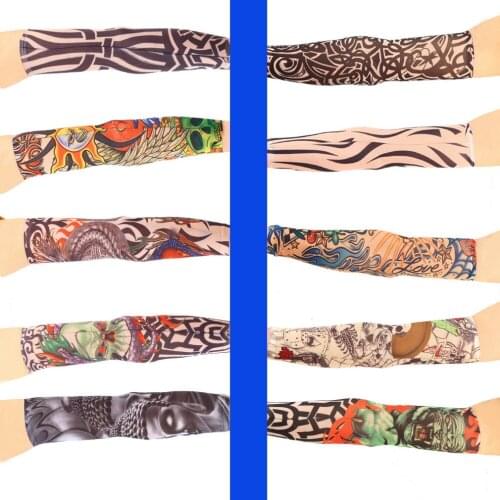 1pcs Fake Tattoo Elastic Sun Protective Waterproof Unisex Shoulder Tattoo Sleeve Arm Sleeve Arm Stockings Sport Skins Men Women