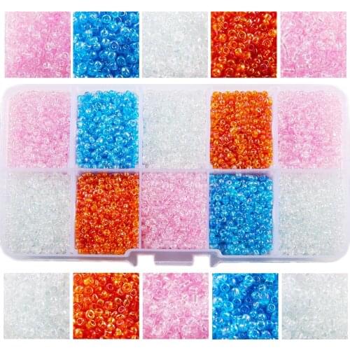 10 Colors/Box 2mm Colourful Crystal Glass Mini Czech Seed Beads Double Hole Sewing DIY Crafts Decorative Tools 9000pcs