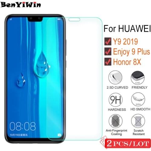 2PCS Premium Tempered Glass for Huawei Y9 2019 Honor 8X Screen Protector Clear Toughened protective film For Enjoy 9 Plus Glass