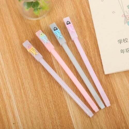 20 PCs Creative Candy Color Fresh Student Gel Pen Cute Learning Stationery Cartoon Fishbone Signature Ball Pen