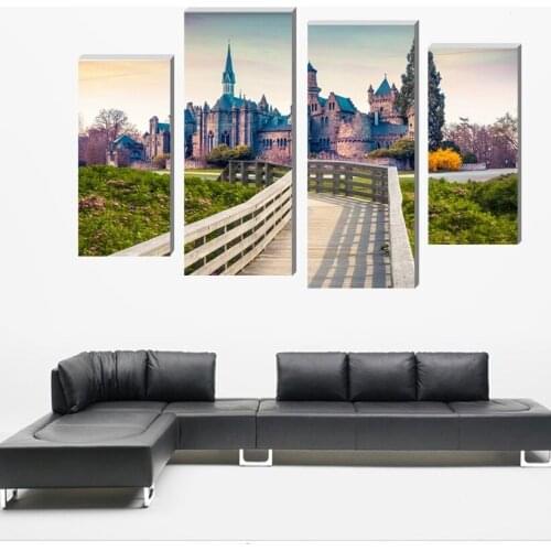 4 Pcs (No Frame) Small Trail Wall Art Picture Modern Home Decoration Living Room or Bedroom Canvas Wall Oil Paintings