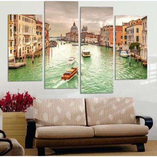 4 Piece Wall Painting City Life Free Shipping Hot Sell Modern Home Decorative Art landscape Picture Paint on Canvas