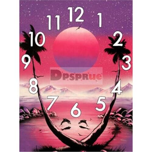 Dpsprue 5D DIY Full Square Round Drill Diamond Painting Red Sun 3d Mosaic Diamant Embroidery Wedding Room Decoration