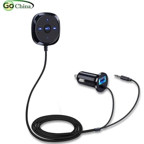 IaotuGo USB Car Charger Bluetooth Hands Free Car Kit Wireless Audio Bluetooth Music Adapter 3.5mm AUX Support Hands Free Call