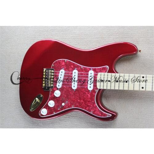 Free shipping custom white guitar,SSS pickups,fixed bridge,gold pickguard,yellow maple neck,white pickups