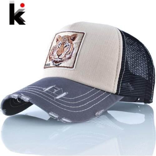 Snapback Hip Hop Trucker Hats For Men Breathable Mesh Bones Summer Tiger Baseball Caps Women Patch Drake Casquette Gorras Hombre