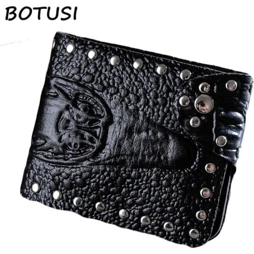 BOTUSI CrocodileGrain Tangerine Mens PU Leather Short Wallet Card Holder Purse Coin Holder Card Slots Multifunction Men Wallet