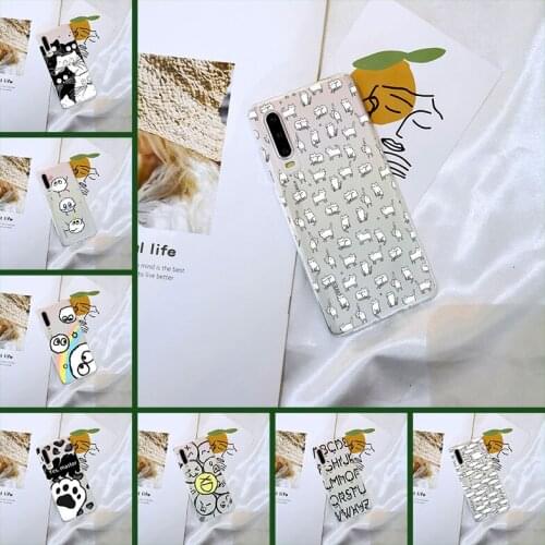 Silicone Transparent Kawaii Cat Cute Back Cover For Huawei P Smart Z Plus P20 Lite 2019 2020 P40 P30 Lite Pro E Phone Case Soft