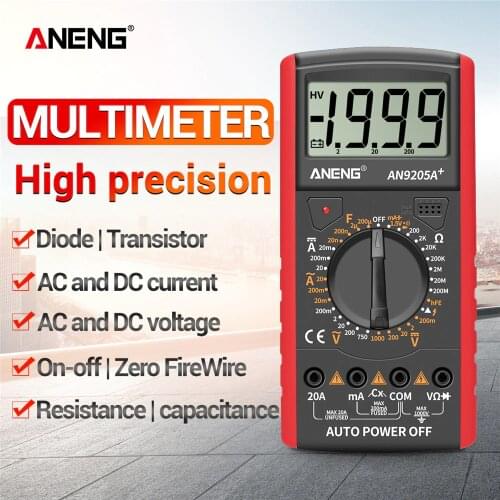 ANENG DT9205A+ Digital Multimeter NCV Non-contact AC/DC Resistance Tester LCD Display 1999 Count Manual Range Universal Meter