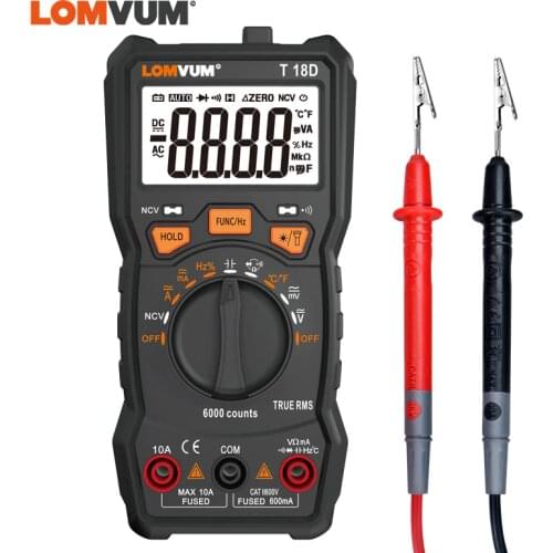 LOMVUM Digital Multimeter T18d 6000 Counts Auto Range Tester Intelligent NCV True RMS Temperature Capacitance Multimetro