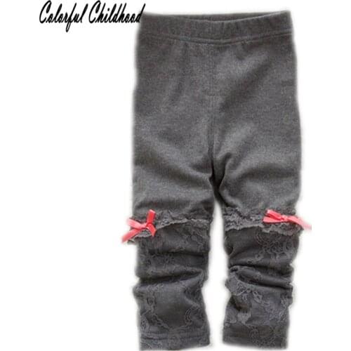 Kid Girls Pants Elegant Lace Patchwork Pure Cotton Pants Bow Knot Decoration Toddler Infant Baby Leggings Cute Princess Trouser