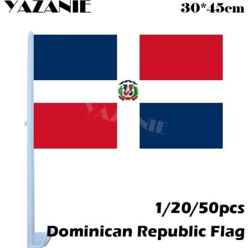 YAZANIE 30*45cm 1/20/50pcs Dominican Republic Window Car Flags and Banners Hanging Polyester Outdoor World Country Custom Flag