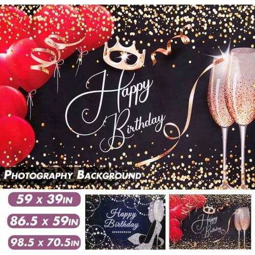 Photo Backdrop Blac Pink Balloons Birthday Party Glitters Stage Customized Poster Baby Shower Photo Portrait Photography Shoot