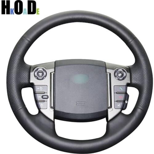 DIY Black Artificial Leather Car Steering Wheel Cover for Land Rover Discoverer 3 4 Freelander 2 Range Rover Sport Edition