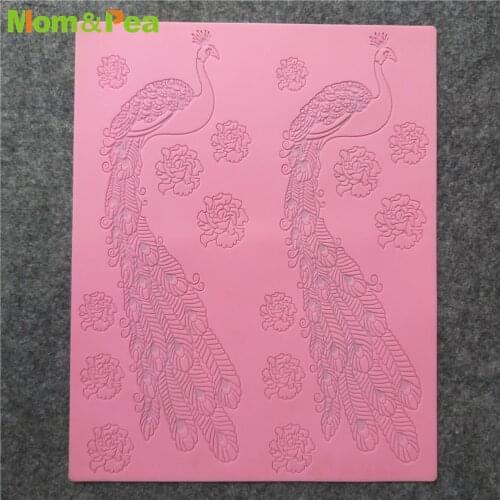 KCL537 Peacock Lace Pad Silicone Mold Sugar Paste Fondant Cake Decoration 3D Mould